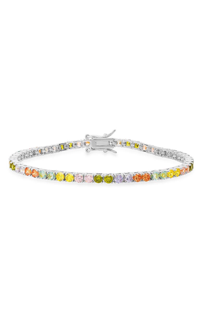 Queen Jewels Sterling Silver Multicolor Tennis Bracelet, Main, color, Silver