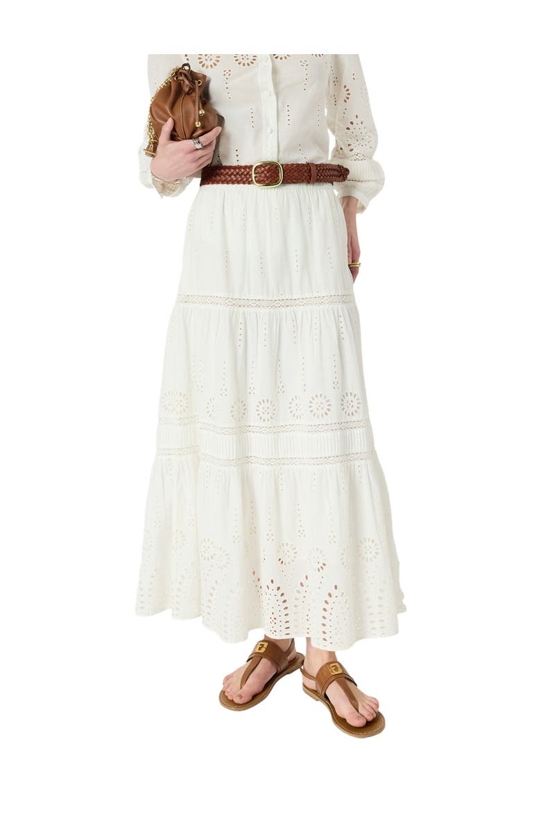 GERARD DAREL Jaly Embroidered Tiered Maxi Skirt, Main, color, Ecru