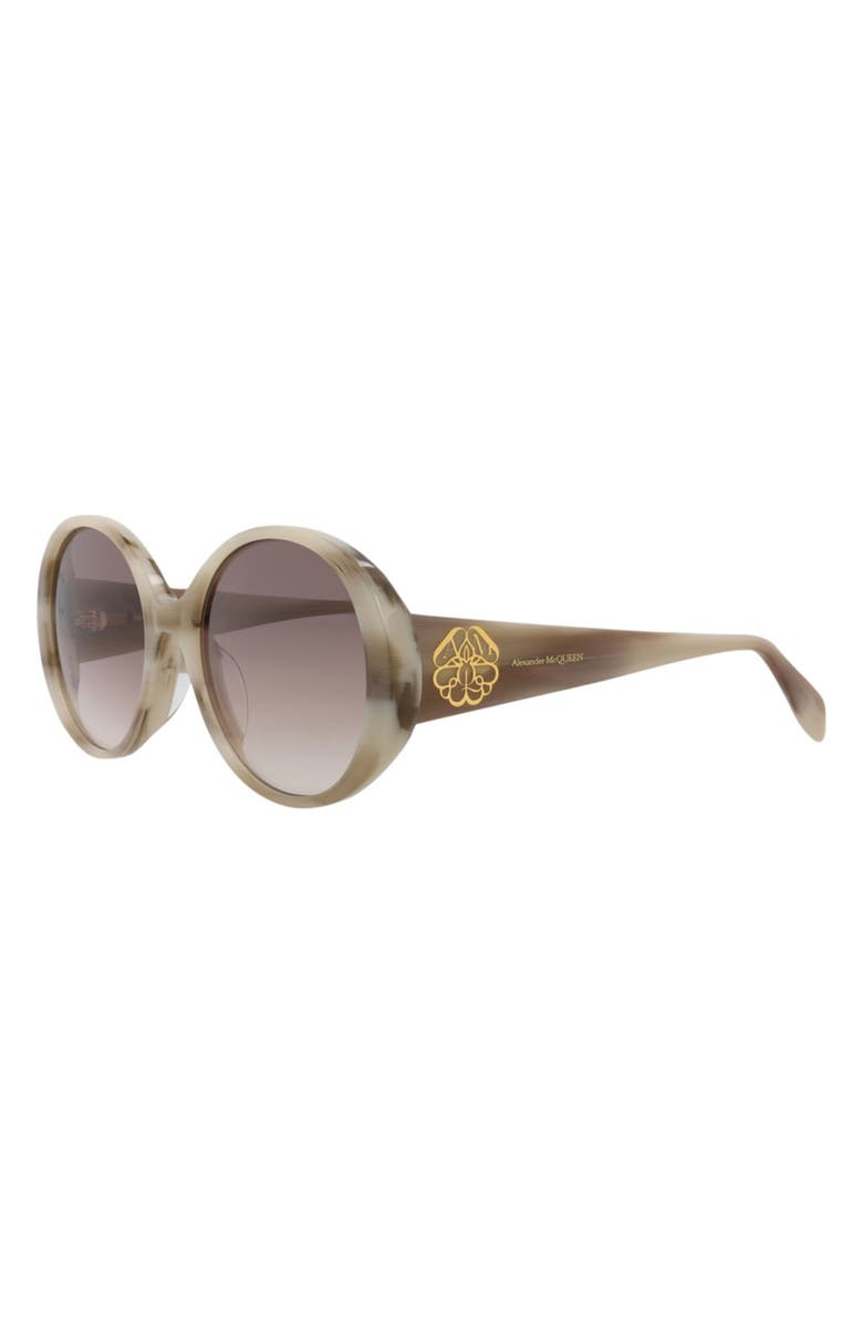 McQueen 57mm Oval Sunglasses, Alternate, color, Ivory Ivory Brown