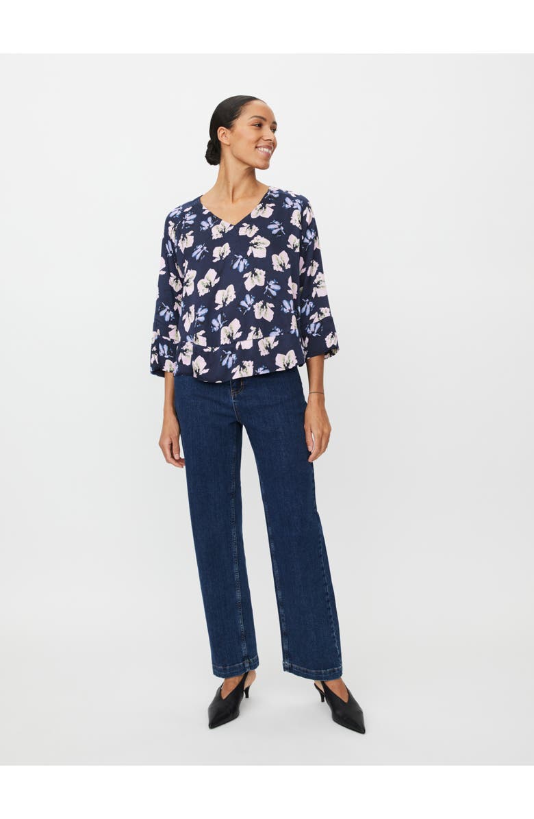 Masai Copenhagen MaBenika Floral Print Blouse, Alternate, color, Navy Blazer