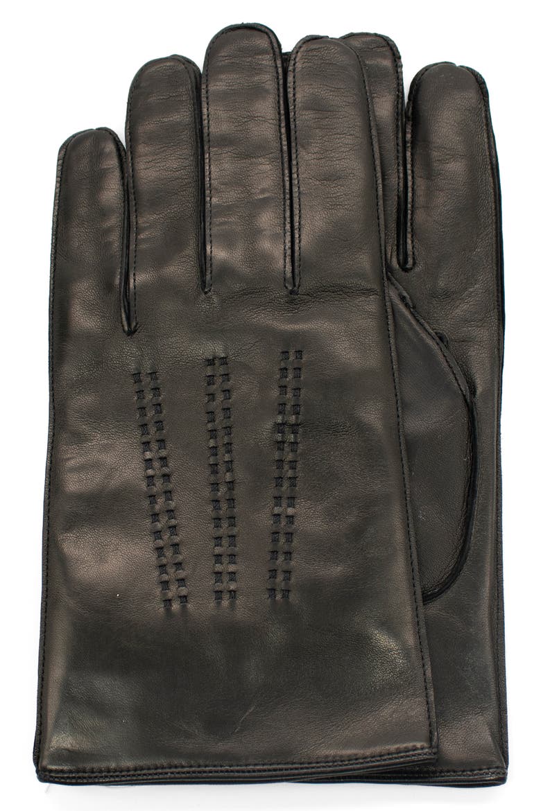 Topstitch Cashmere Lined Gloves, Main, color, BLACK