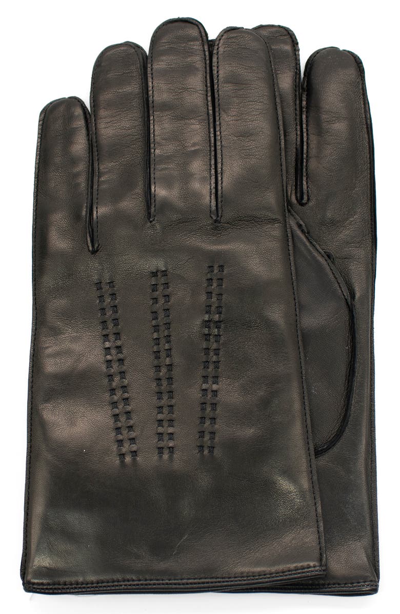 Portolano Topstitch Cashmere Lined Gloves, Main, color, Black