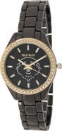 True Religion Buddha Face Crystal Bracelet Watch, 32.5mm
