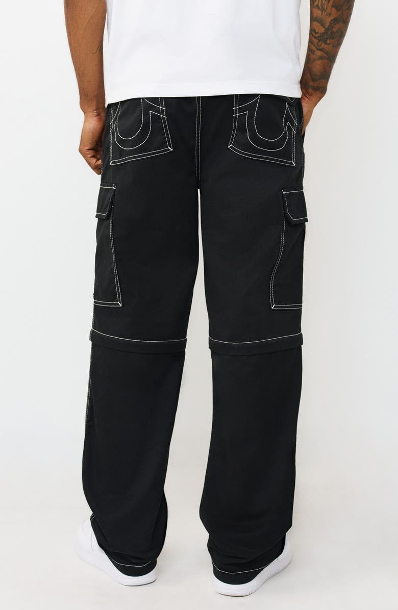 True Religion Convertible Zipper Cargo Pants, Alternate, color, Jet Black