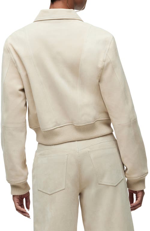 Hudson Jeans Suede Bomber Jacket In White