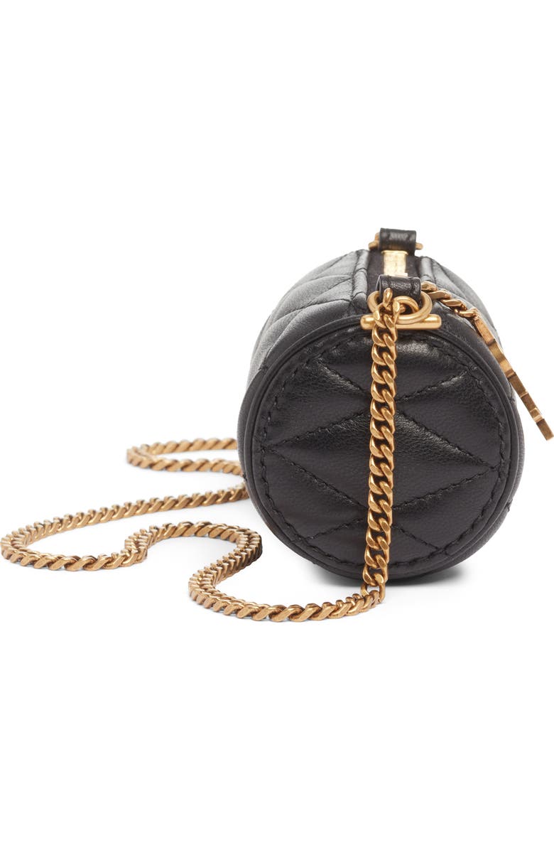 Saint Laurent Micro Sade Quilted Leather Tube Bag, Alternate, color, Noir