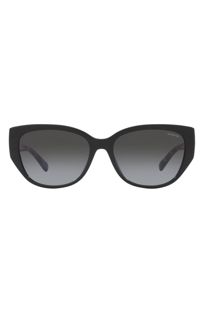 COACH 55mm Gradient Rectangular Sunglasses, Main, color, Black