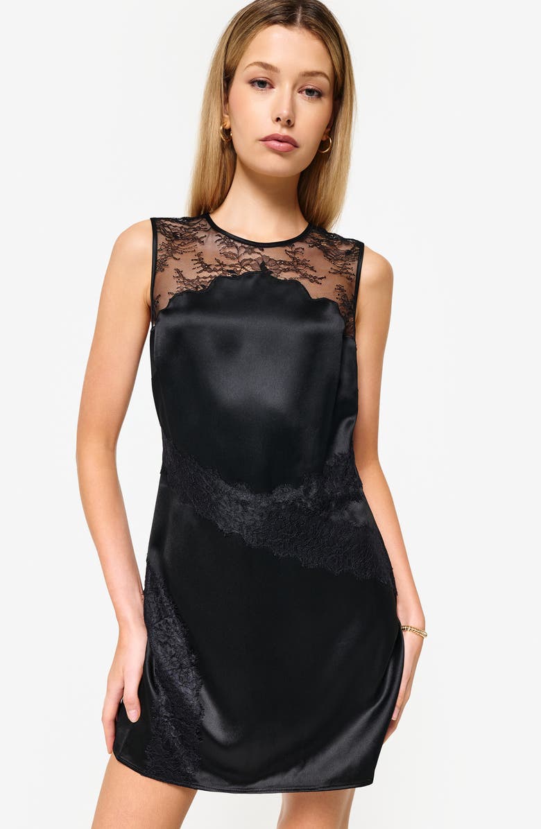 CAMI NYC Farrah Lace & Satin Minidress, Alternate, color, 
