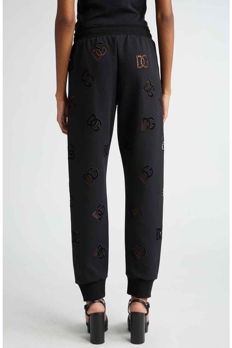 Eyelet Logo Cotton Blend Joggers, Alternate, color, N0000NERO