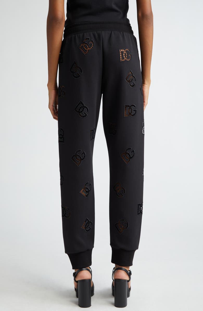 Dolce&Gabbana Eyelet Logo Cotton Blend Joggers, Alternate, color, N0000nero