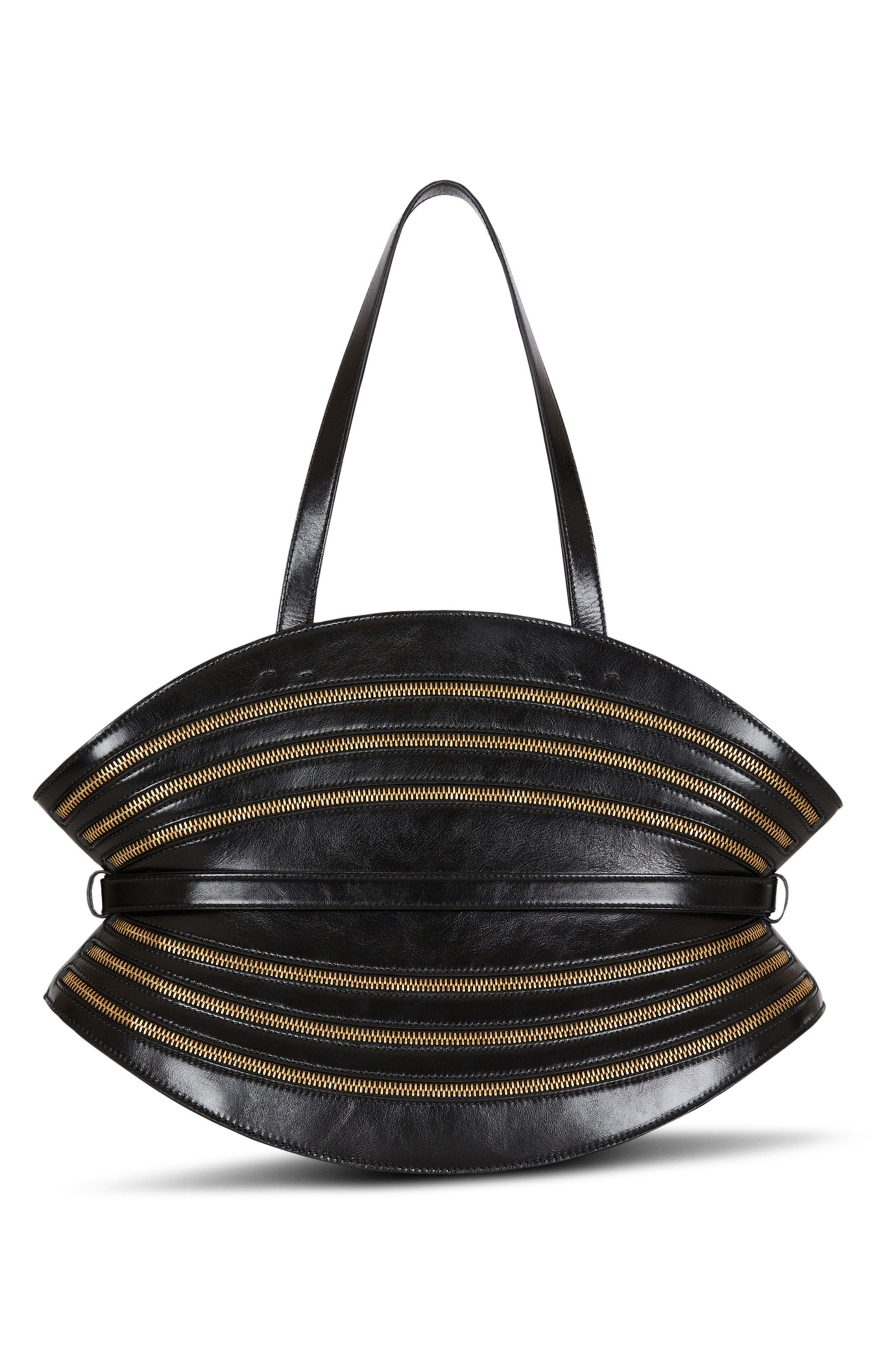 Balmain Medium Shuffle Zips bag in calfskin leather, Alternate, color, 