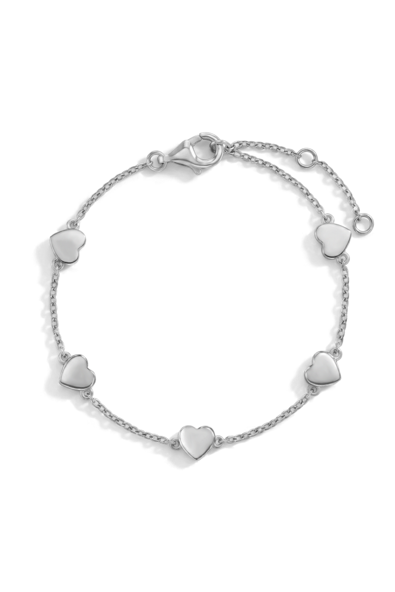 Linked Heart Girls Bracelet, Main, color, Silver