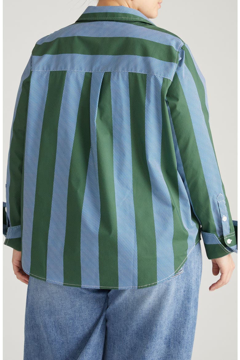 Henning x US Madison Poplin Button-Up Shirt, Alternate, color, GREEN/ PURPLE STRIPE