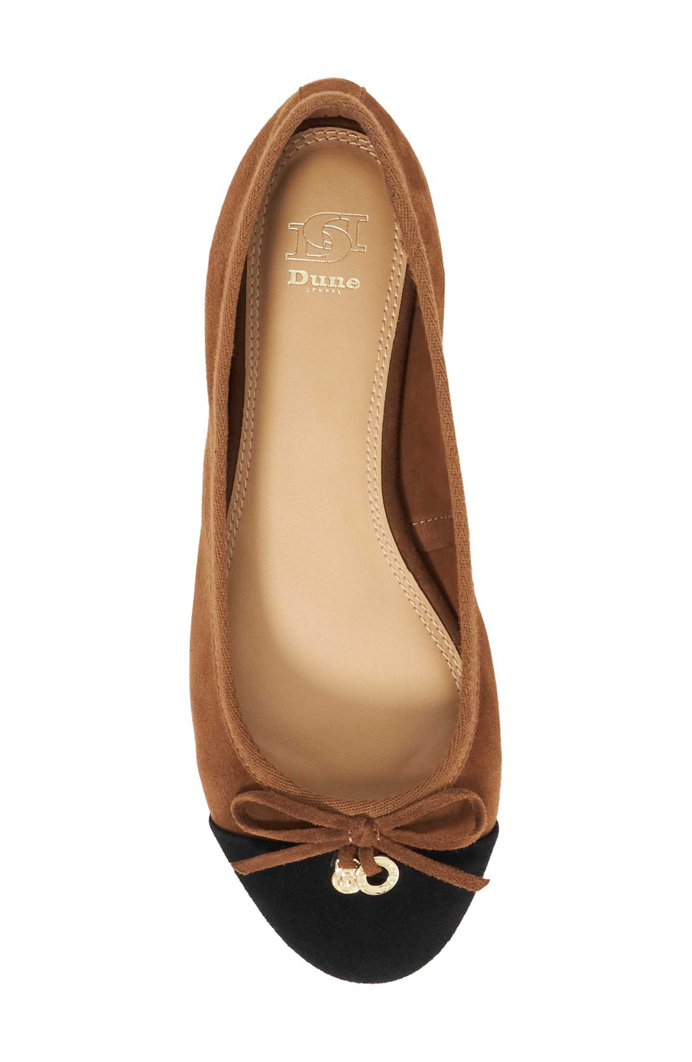 Dune London Harpington Cap Toe Ballet Flat, Alternate, color, Chestnut