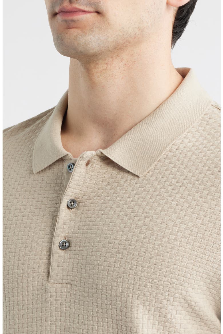 Perry Geo Textured Cotton Polo, Alternate, color, BEIGE/ KHAKI