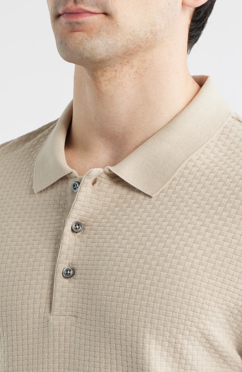 BOSS Perry Geo Textured Cotton Polo, Alternate, color, Beige/ Khaki