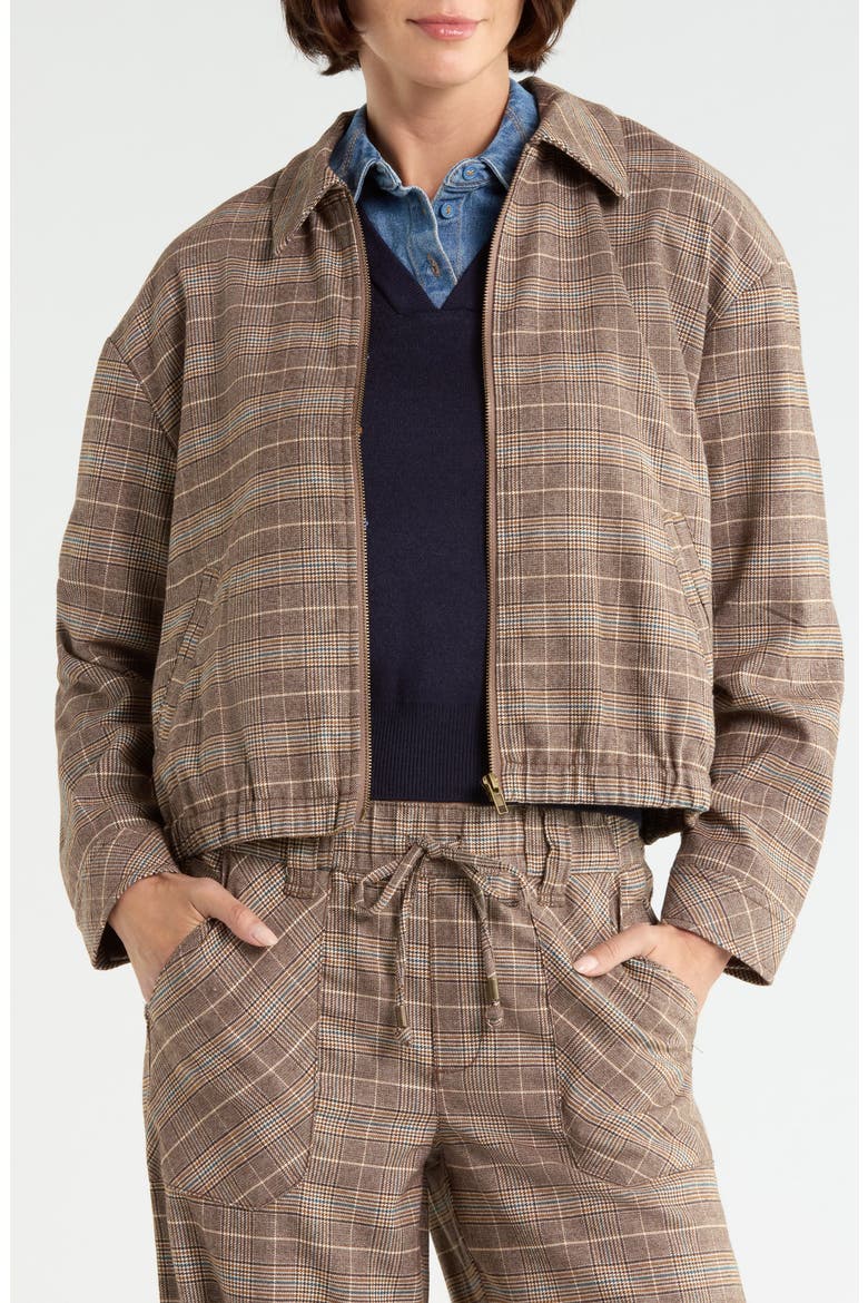 Zip Bubble Hem Jacket, Main, color, PLAID MULTI