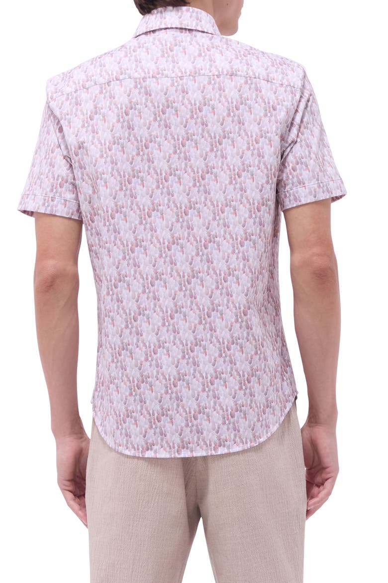 Miles OoohCotton® Pineapple Print Short Sleeve Button-Up Shirt, Alternate, color, BRICK