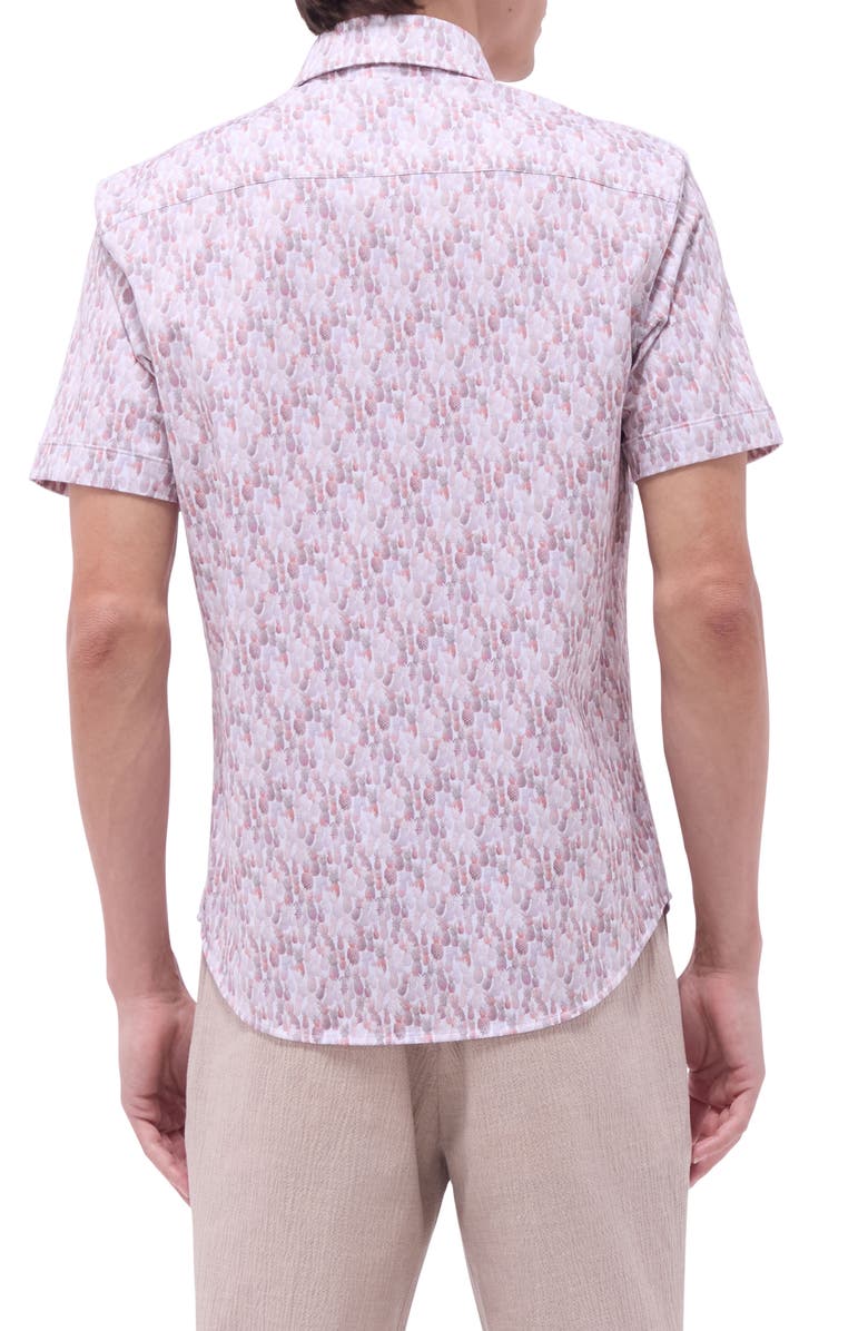Bugatchi Miles OoohCotton<sup>®</sup> Pineapple Print Short Sleeve Button-Up Shirt, Alternate, color, Brick