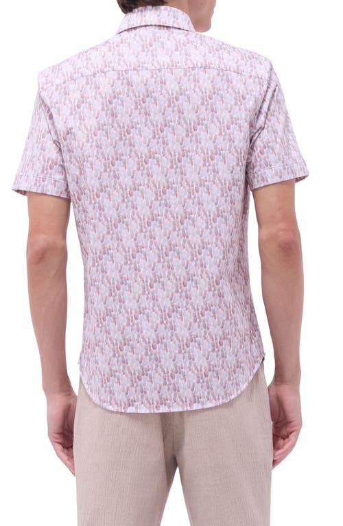 Bugatchi Miles Ooohcotton® Pineapple Print Short Sleeve Button-up Shirt In Brick