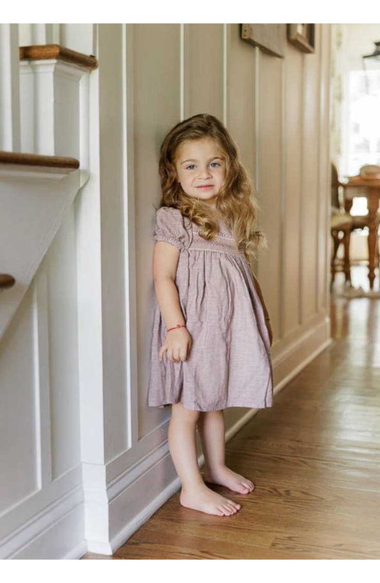 Ely
s 
Co. Looms Stitch Collection - 3/4 Smocked Linen Dress, Alternate, color, Mauve
