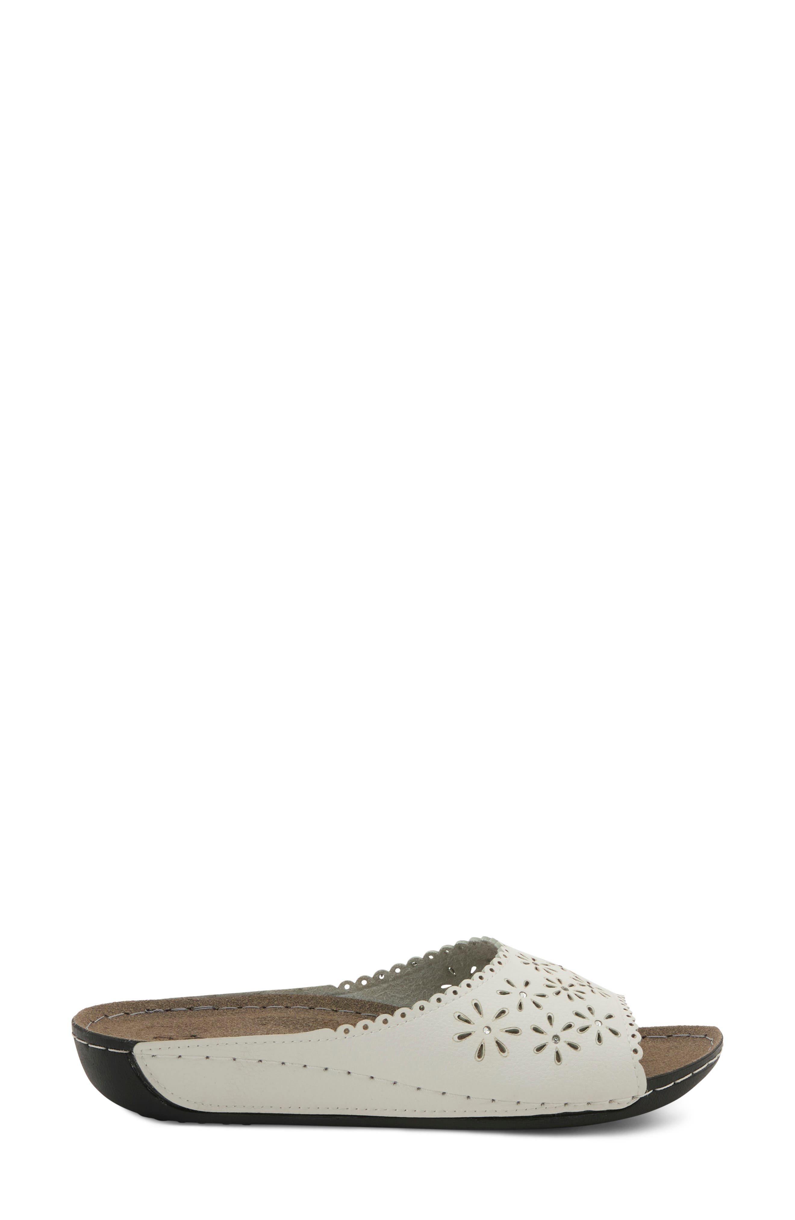 Rhinestone Lasercut Slide Sandal, Alternate, color, WHITE