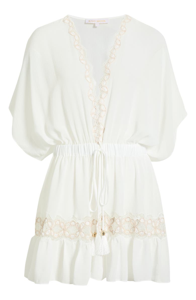 Ramy Brook Alisa Lace Trim Cover-Up Dress, Main, color, White
