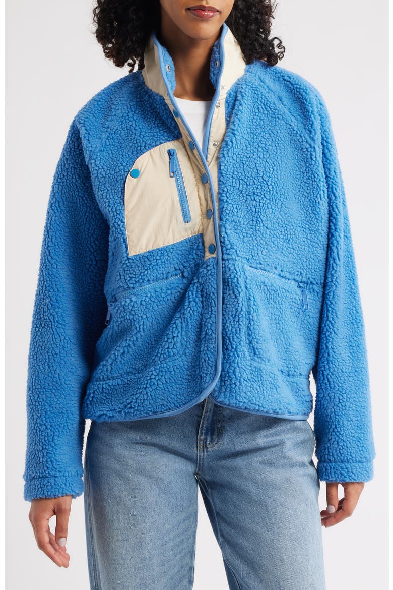 Denim Blue Fleece Quarter Snap Pullover, Alternate, color, DENIM BLUE