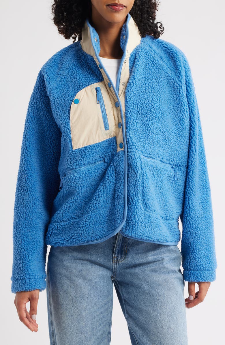 HAPPY CAMP3R Denim Blue Fleece Quarter Snap Pullover, Alternate, color, Denim Blue