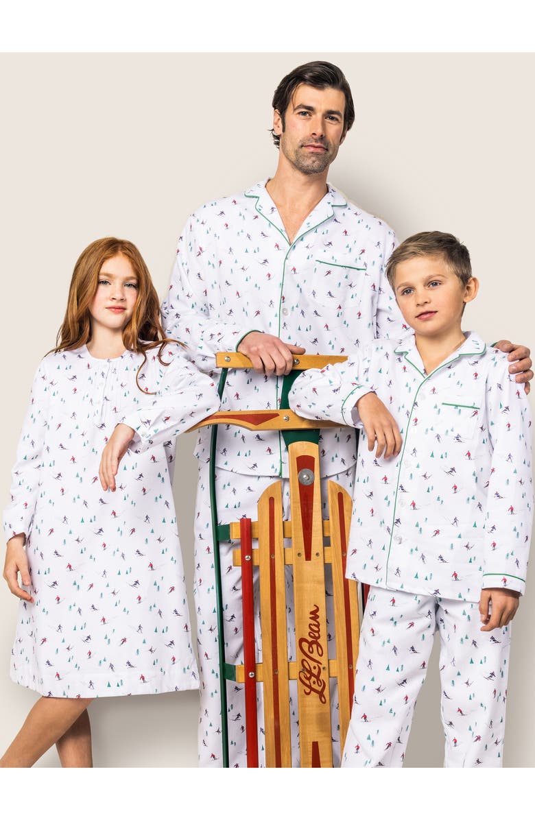 Petite Plume Après Ski Cotton Flannel Pajamas, Alternate, color, White