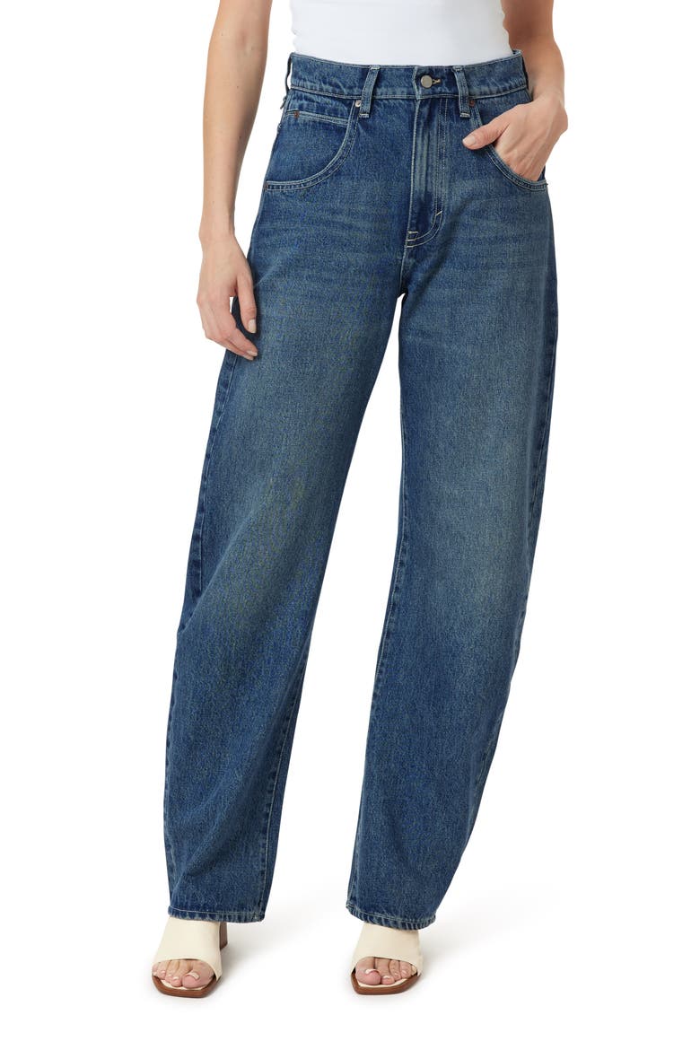 Gwen Relaxed Fit Bowed Wide Leg Jeans, Main, color, STORM