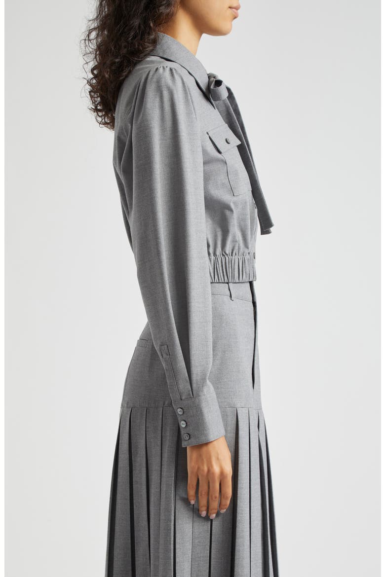 Francesca Tie Neck Button-Up Shirt, Alternate, color, STEEL GREY