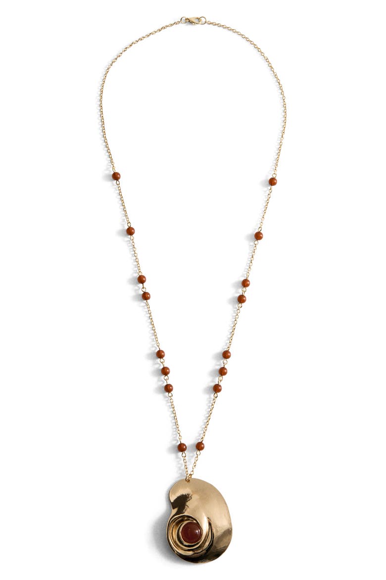 Beaded Spiral Pendant Necklace, Main, color, GOLD