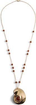 MANGO Beaded Spiral Pendant Necklace