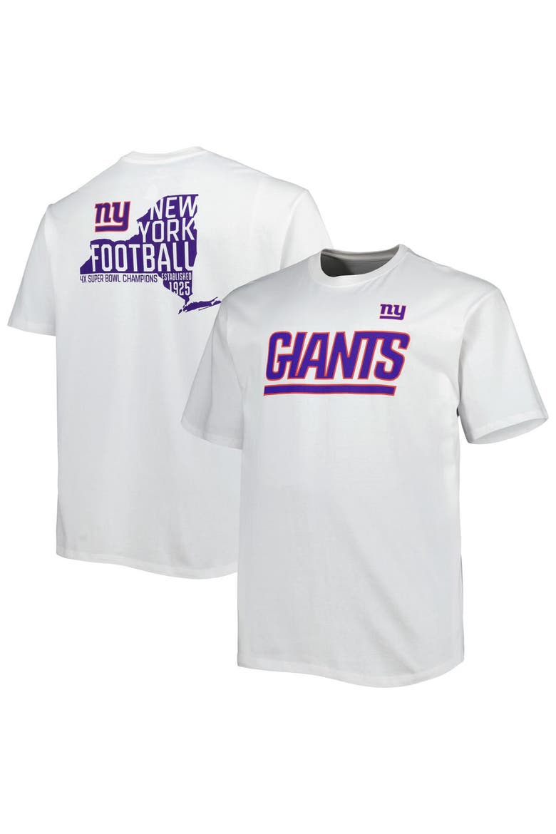 Men's Fanatics Branded White New York Giants Big & Tall Hometown Collection Hot Shot T-Shirt, Main, color, White