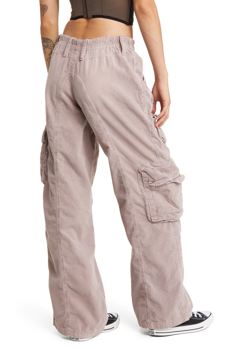 Y2K Low Rise Corduroy Cargo Pants, Alternate, color, LILAC