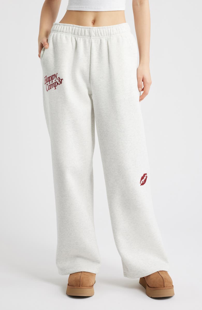 HAPPY CAMP3R Sweet Like Cherry Wide Leg Sweatpants, Main, color, Heather Gray