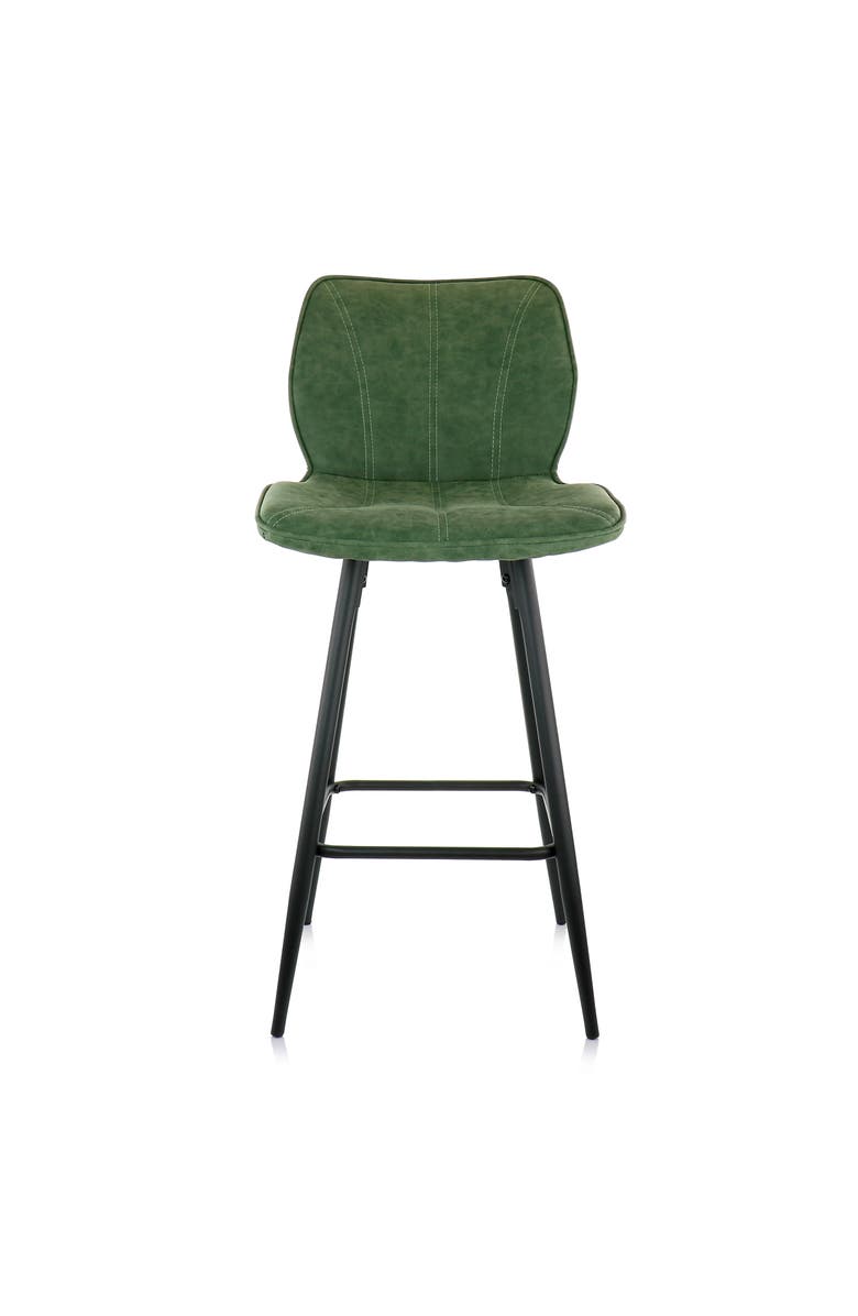 Elama 2 Piece Faux Leather Bar Chair with Metal Legs, Alternate, color, Green
