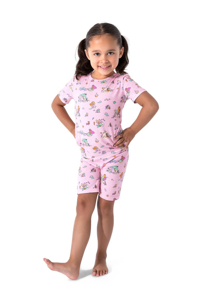 Mermaid Lagoon Kids 2-Piece Short Sleeve & Shorts Pajama Set, Alternate, color, Mermaid Lagoon