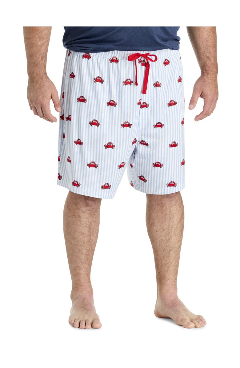 Harbor Bay by DXL Big & Tall Crab Printed Lounge Shorts, Main, color, Blue Stripe