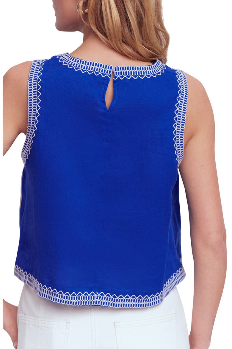 Sofia Embroidered Linen Top, Alternate, color, BLUE EMBROIDERY