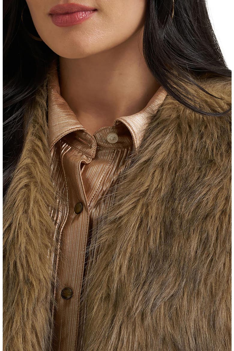 Faux Fur Vest, Alternate, color, BROWN