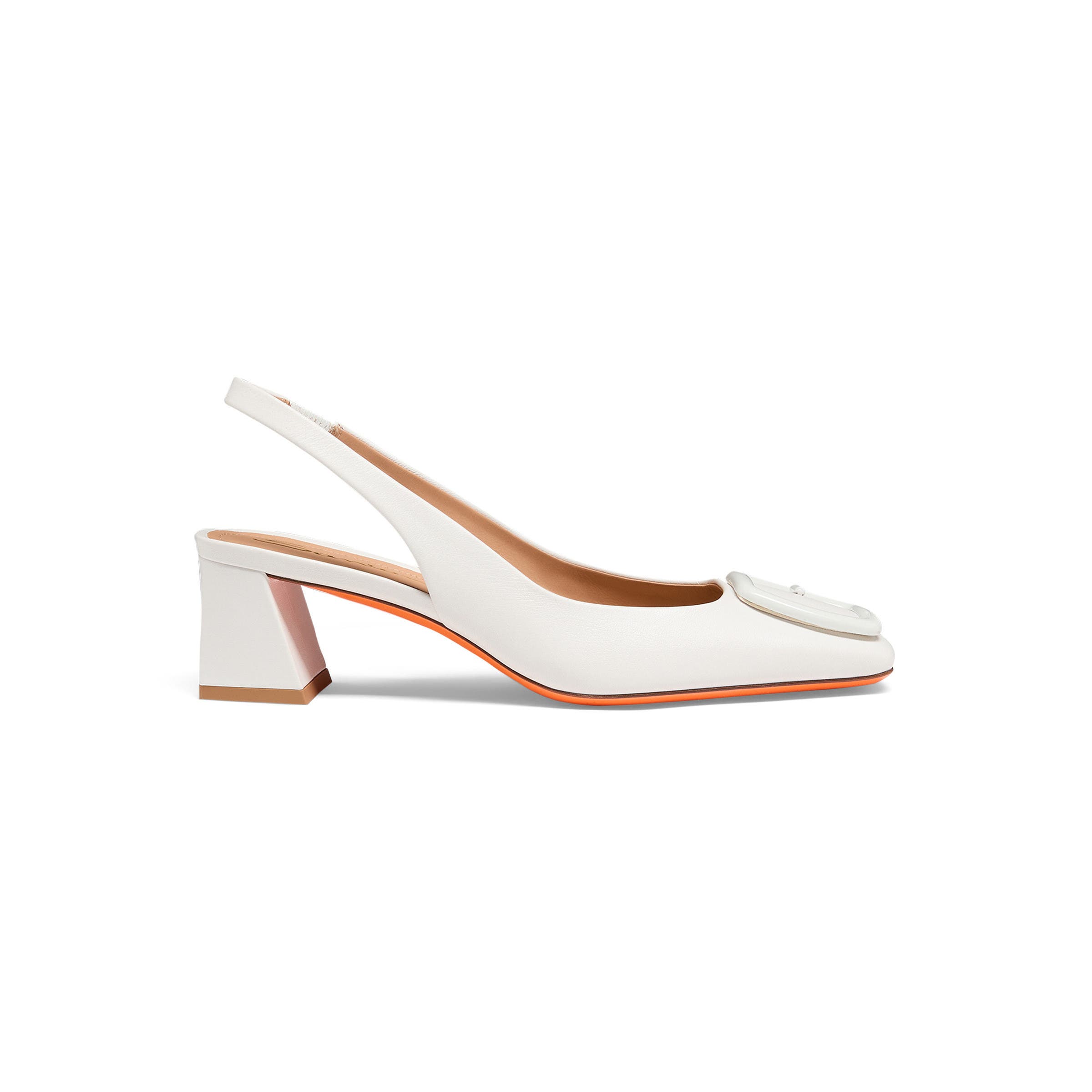 Women's mid-heel slingback, Alternate, color, White