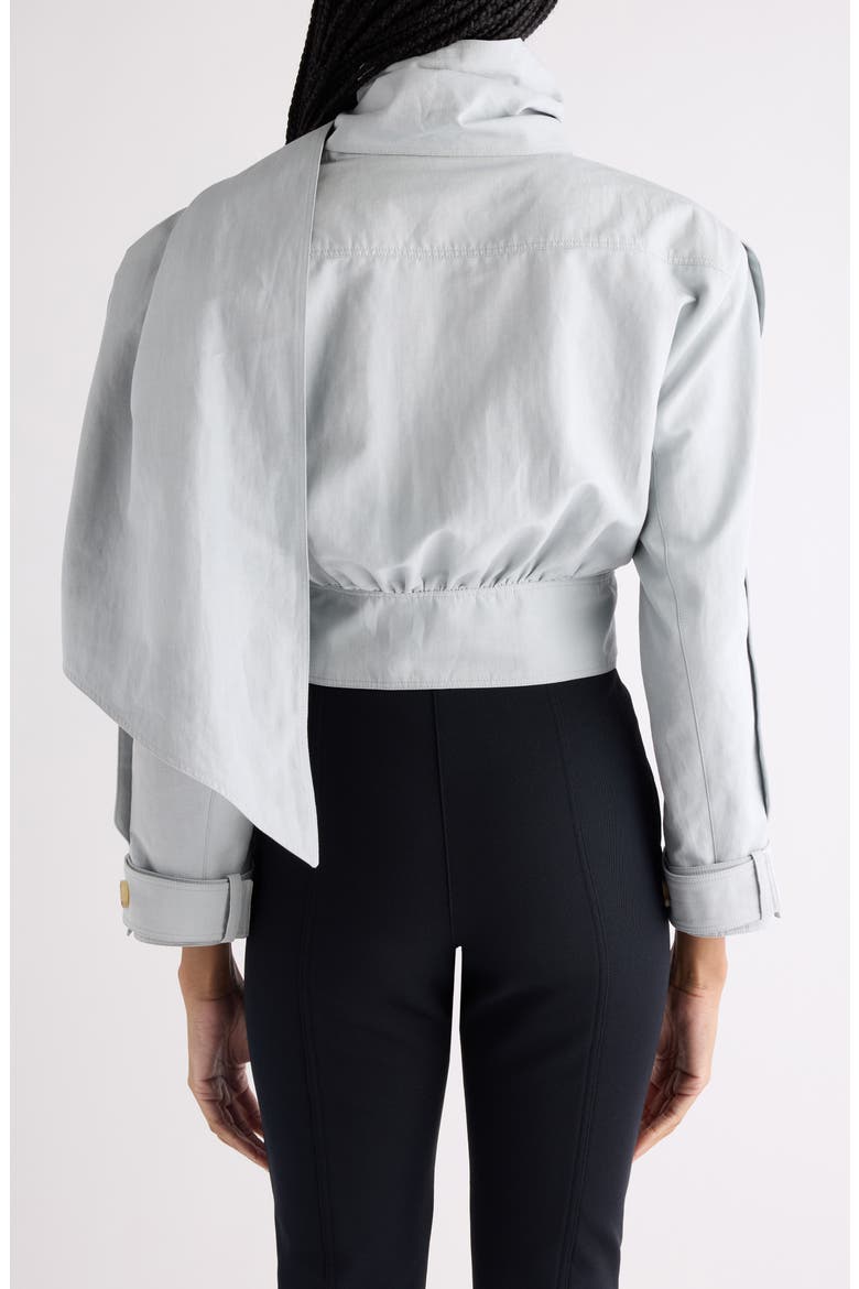 Crop Belted Linen & Cotton Jacket, Alternate, color, STORM GREY