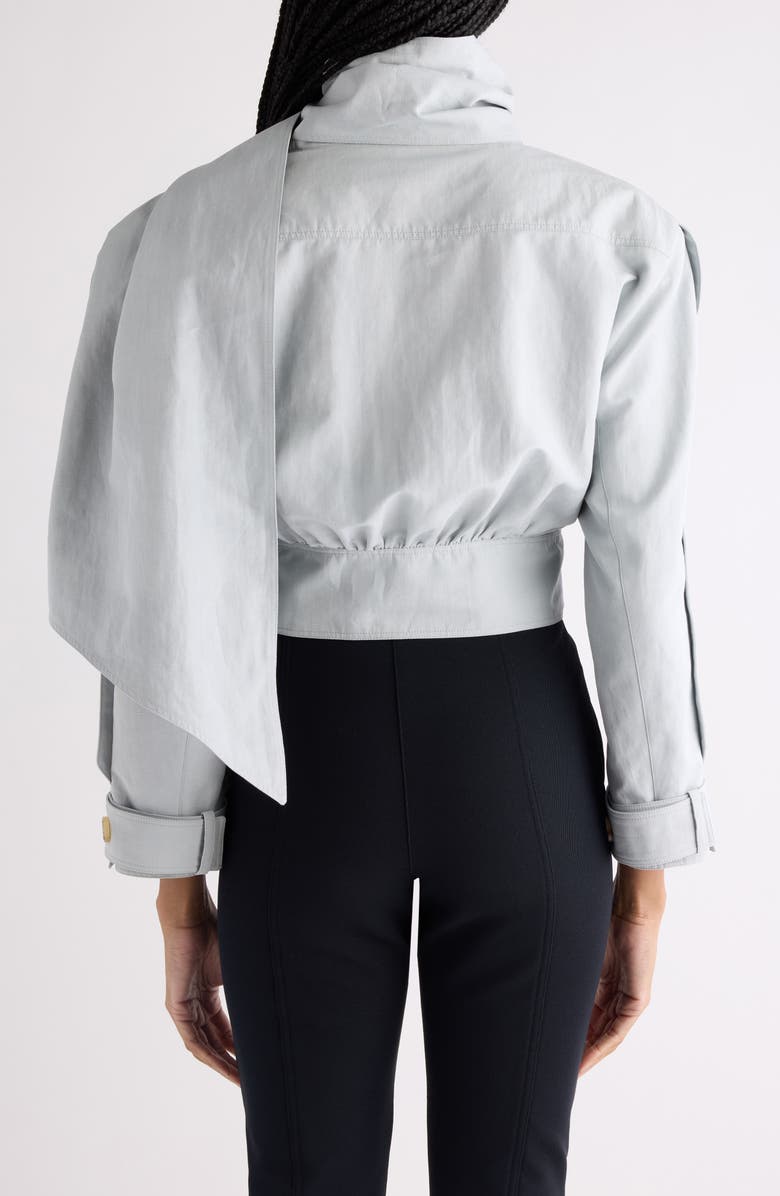 Chloé Crop Belted Linen & Cotton Jacket, Alternate, color, Storm Grey