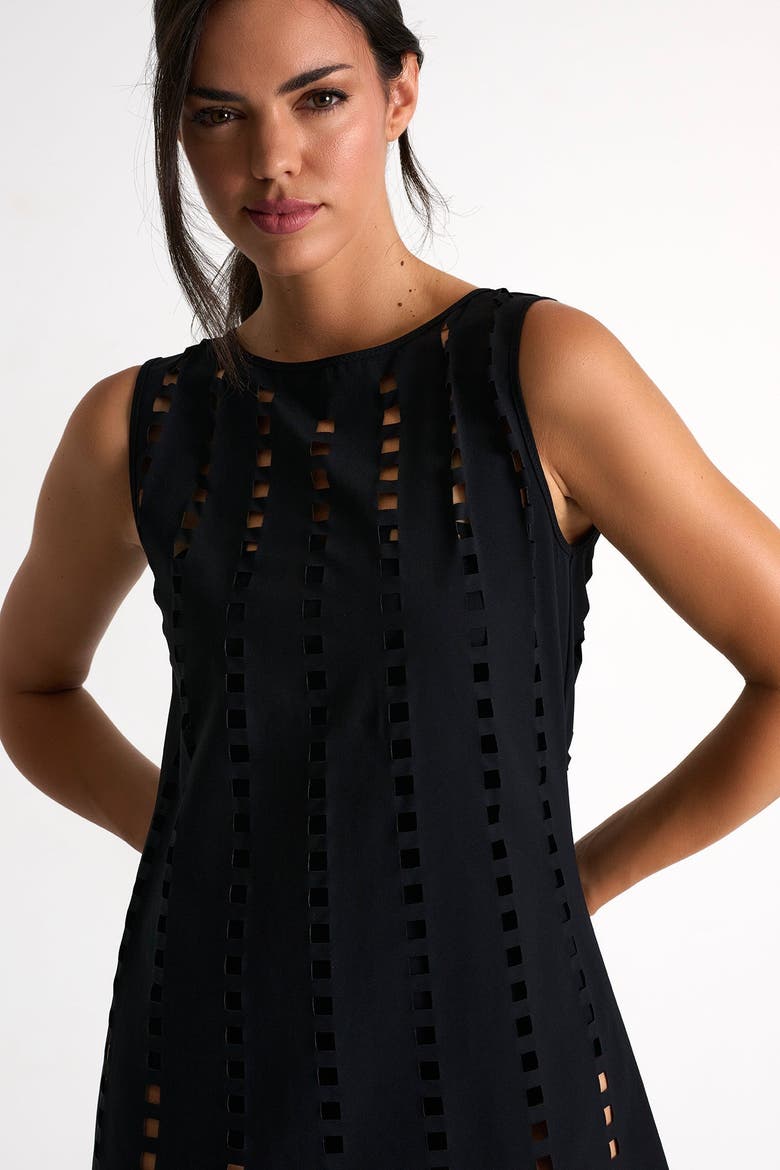 Swim Dress With Mosaic Cutouts, Alternate, color, Black