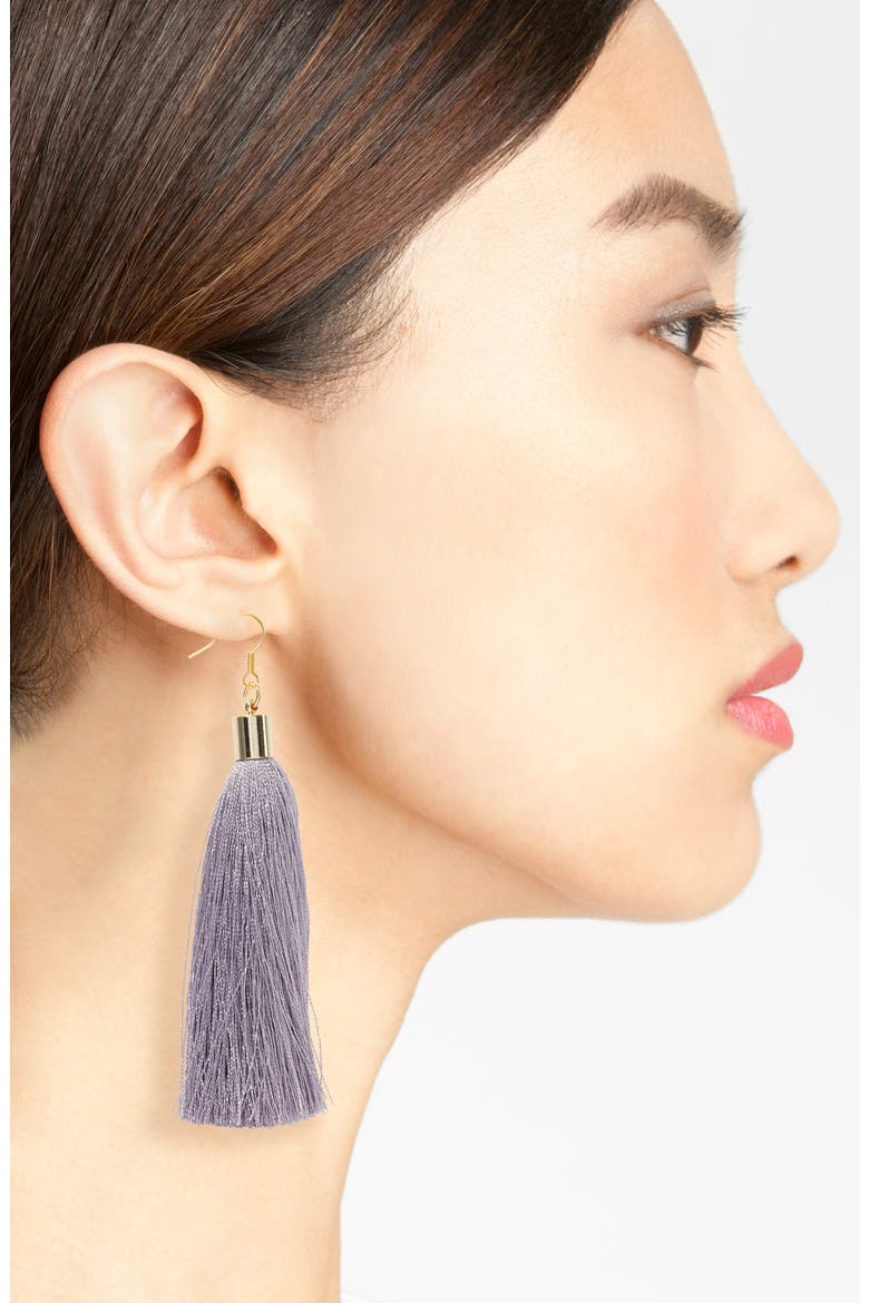 Love's Affect Silk Tassel Earrings, Alternate, color, GREY