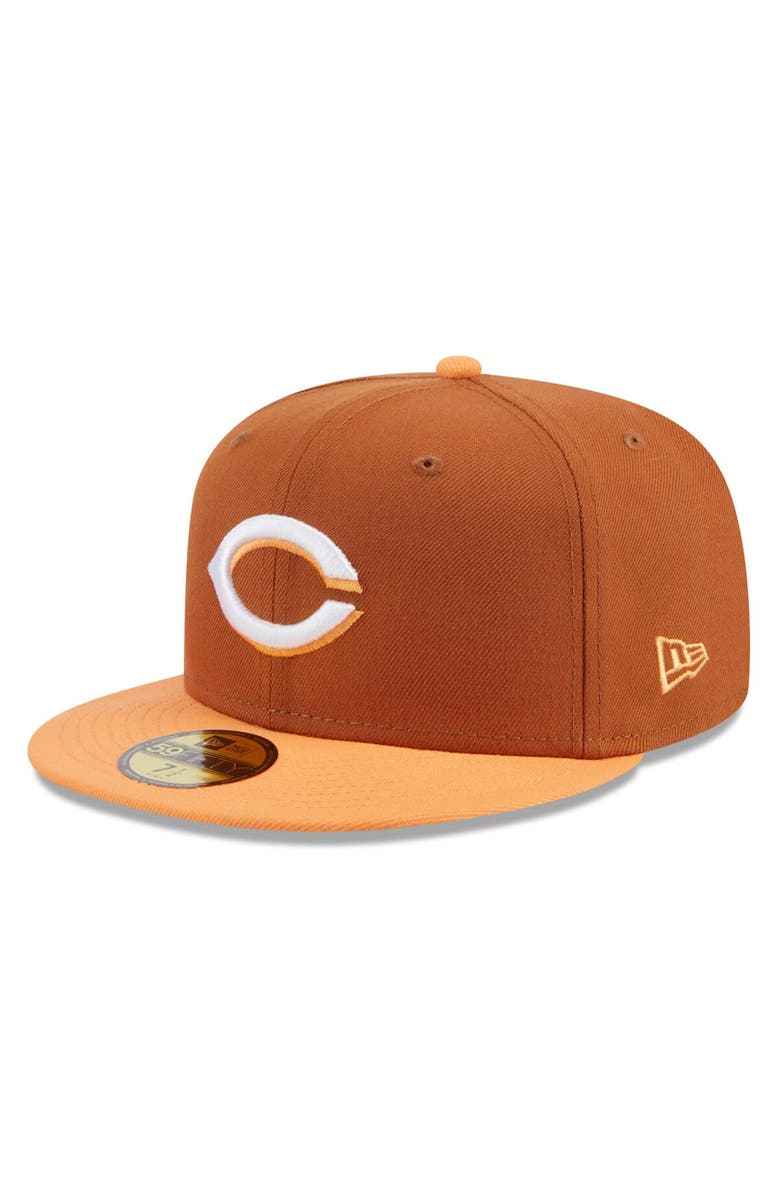 New Era Men's New Era Brown/Orange Cincinnati Reds Spring Color Basic Two-Tone 59FIFTY Fitted Hat, Main, color, Brown