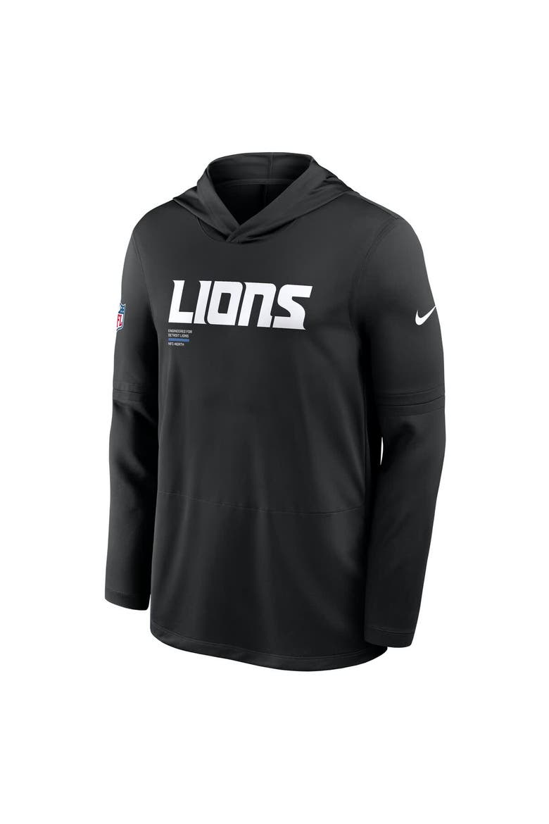 Men's Nike Black Detroit Lions Sideline Pure Fury Performance Long Sleeve Hoodie T-Shirt, Alternate, color, Black