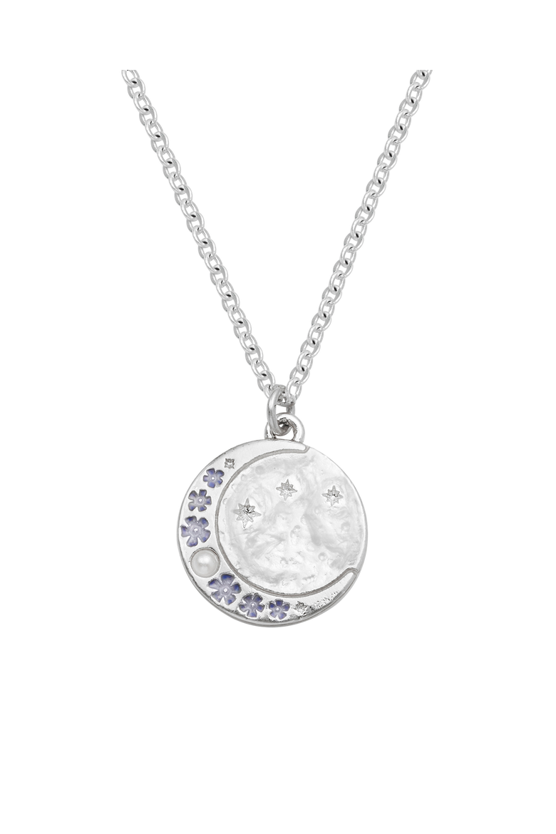 Selene Moon & Periwinkle Necklace, Main, color, Silver